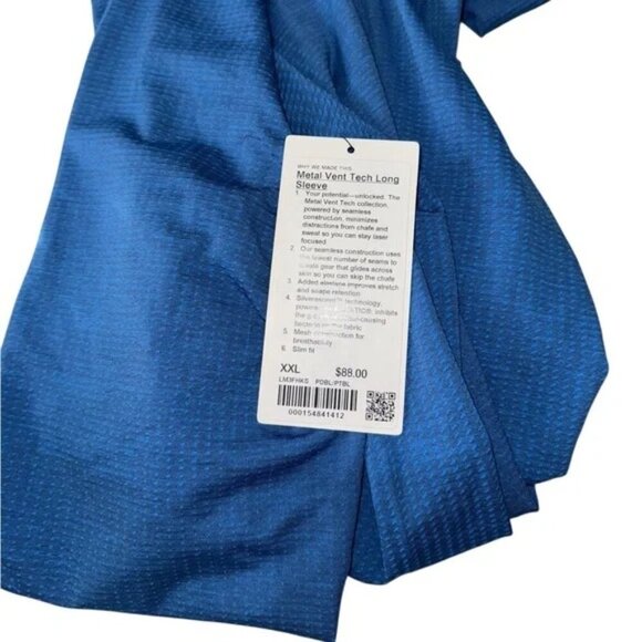 LULULEMON Metal Vent Tech Long-Sleeve Shirt XXL in Pipe Dream Blue/Pitch Blue - Picture 9 of 11